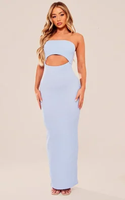 Blue Bandeau Cut Out Midaxi Dress