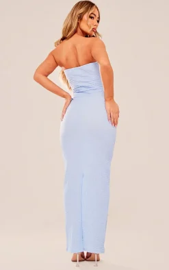 Blue Bandeau Cut Out Midaxi Dress