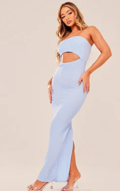 Blue Bandeau Cut Out Midaxi Dress