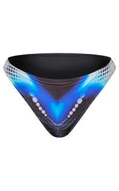Blue Body Print Print High Leg Bikini Bottoms