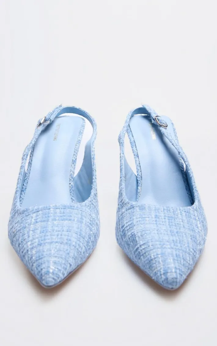Blue Boucle Point Toe High Stiletto Court Heels