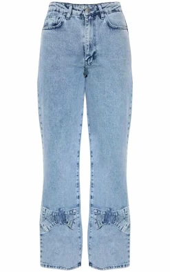 Blue Bow Detail Straight Leg Denim Jeans