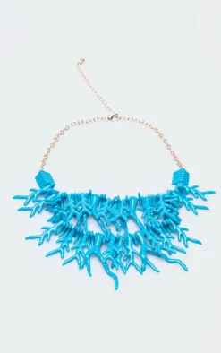 Blue Coral Detail Statement Necklace