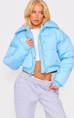 Blue Cropped Puffer Jacket