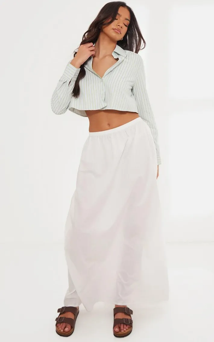 Blue Cross Back Stripe Cropped Shirt