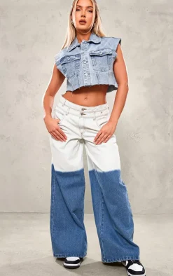 Blue Dip Dye Wide Leg Jeans