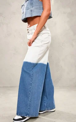 Blue Dip Dye Wide Leg Jeans