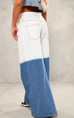 Blue Dip Dye Wide Leg Jeans