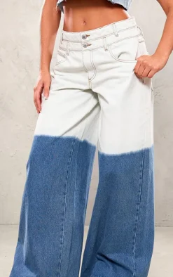 Blue Dip Dye Wide Leg Jeans