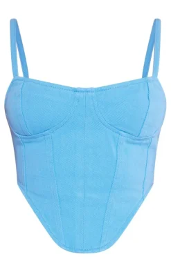 Blue Dipped Hem Denim Corset