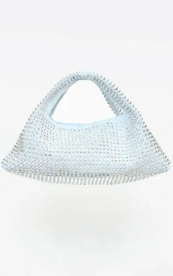 Blue Faux Suede Diamante Stud Grab Bag