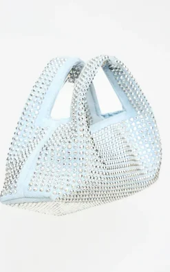 Blue Faux Suede Diamante Stud Grab Bag