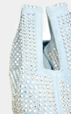 Blue Faux Suede Diamante Stud Grab Bag