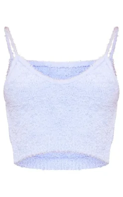 Blue Fluffy Soft Knit Crop Bralet
