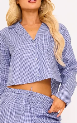 Blue Gingham Long Sleeved PJ Top