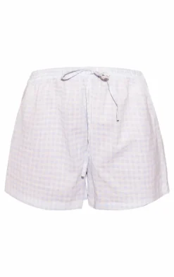 Blue Gingham Thin Waistband Floaty Shorts