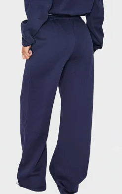 Blue Grey Seam Detail Wide Leg Sweatpants