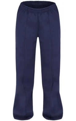 Blue Grey Seam Detail Wide Leg Sweatpants