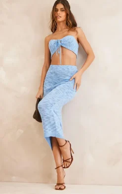 Blue Knitted Maxi Skirt