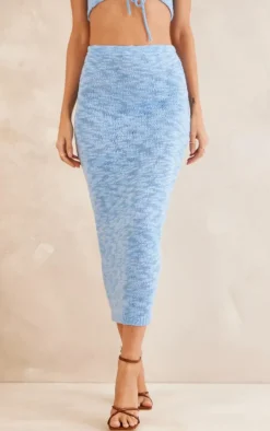 Blue Knitted Maxi Skirt