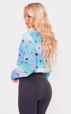 Blue Ombre Open Knit Cardi