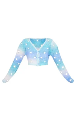 Blue Ombre Open Knit Cardi