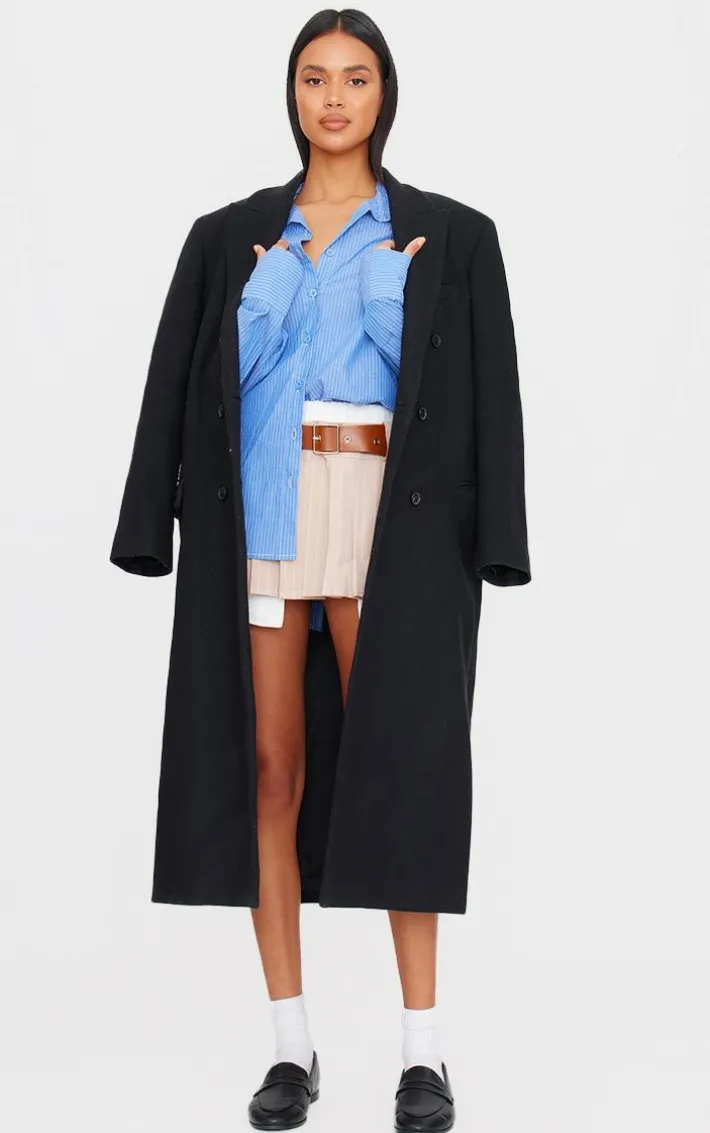 Blue Oversized Striped Cut Out Back Shirt