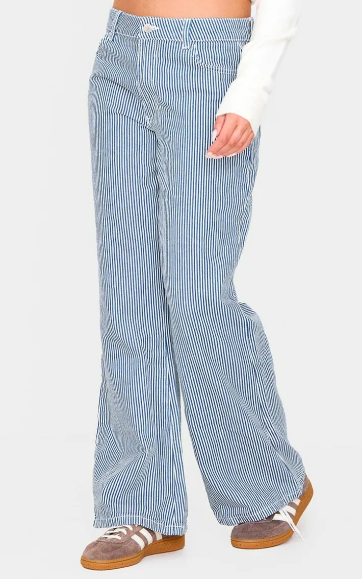 Blue Pinstripe Relaxed Baggy Jean