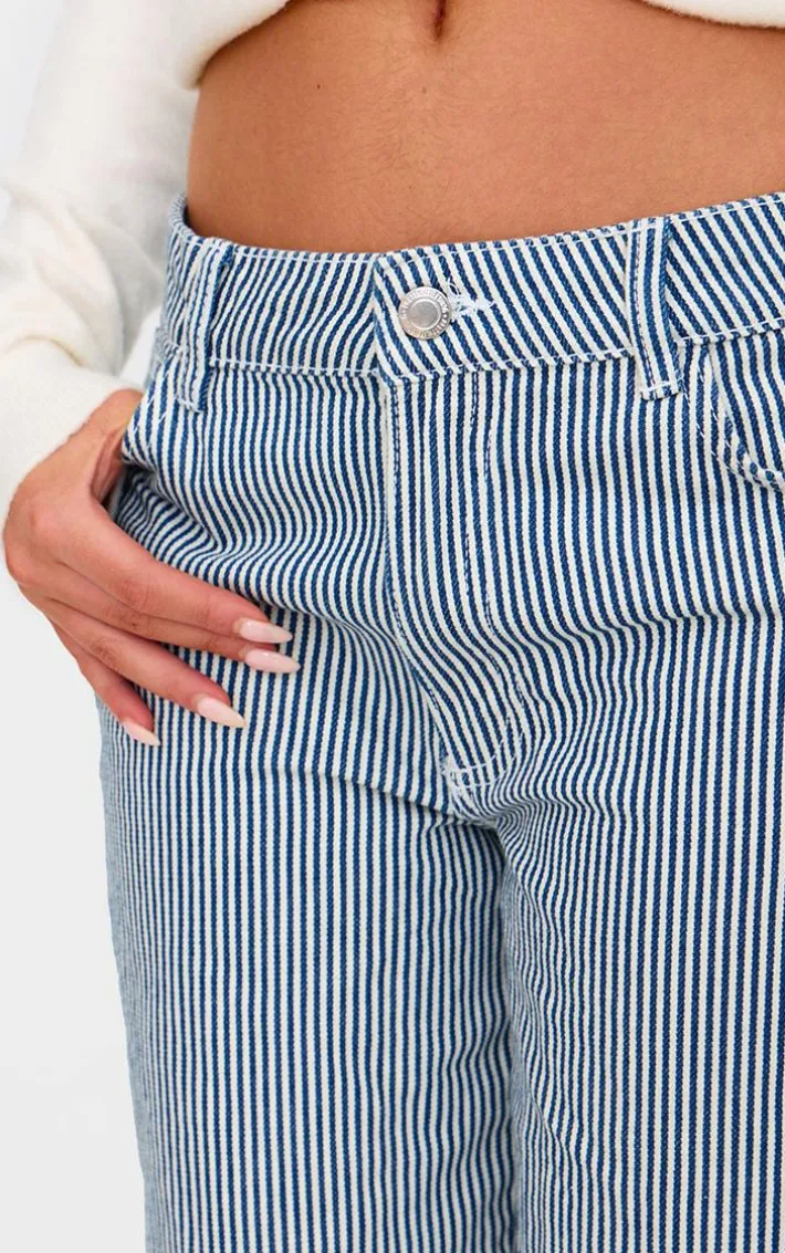 Blue Pinstripe Relaxed Baggy Jean