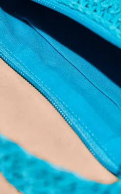 Blue Raffia Shoulder Bag