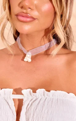 Blue Shell Ribbon Choker