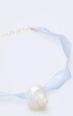 Blue Shell Ribbon Choker