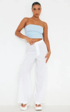 Blue Snatched Rib Tube Top
