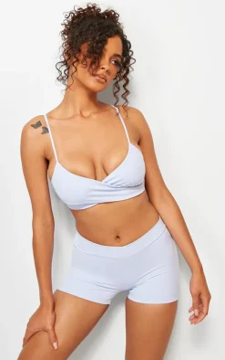 Blue Snatched Sculpt Cross Front Bralet