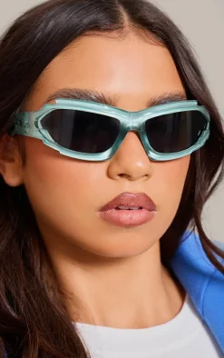 Blue Sporty Zig Zag Frame Sunglasses