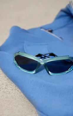 Blue Sporty Zig Zag Frame Sunglasses