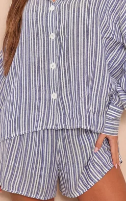 Blue Stripe Cotton Elasticated Floaty Short