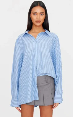 Blue Striped Oversized Shirt