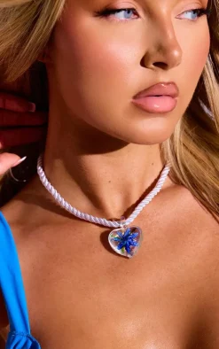 Blue Swirl Heart Necklace