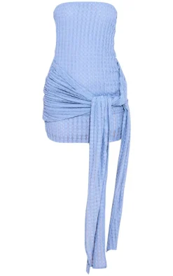 Blue Texture Wrap Mini Dress