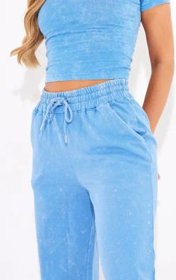 Blue Washed Low Rise Oversized Wide Leg Sweatpants