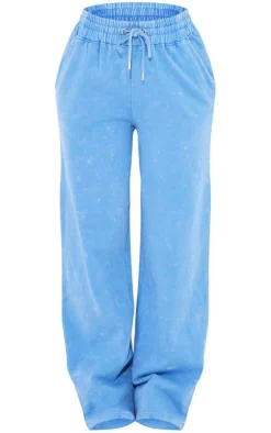 Blue Washed Low Rise Oversized Wide Leg Sweatpants