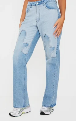 Blue Western Patch Denim Jeans