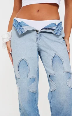 Blue Western Patch Denim Jeans