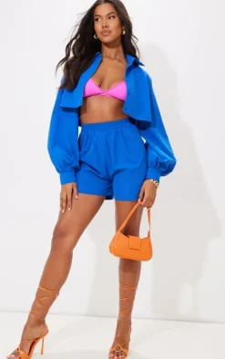 Blue Woven A Line Shorts