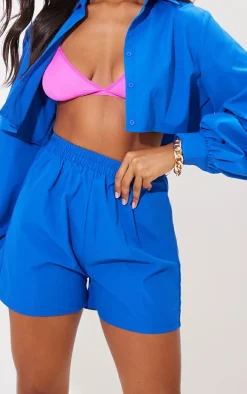 Blue Woven A Line Shorts