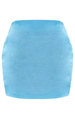 Bright Blue Linen Look Mini Skirt
