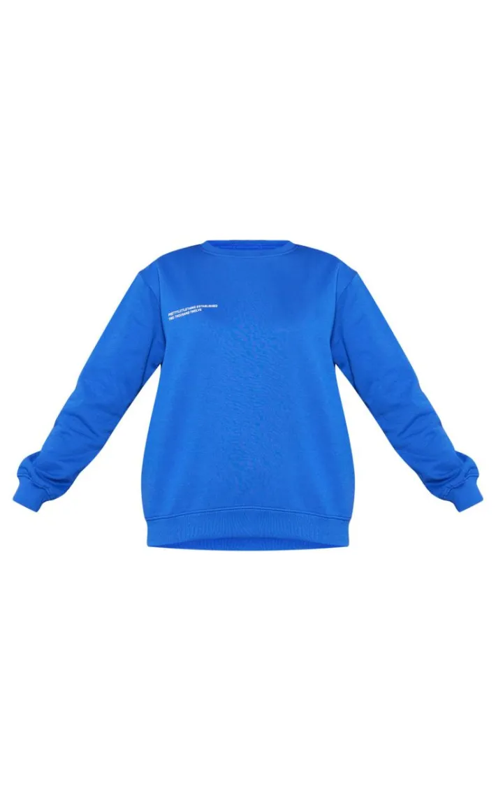 Bright Blue Prettylittlething Est 2012 Oversize Sweatshirt