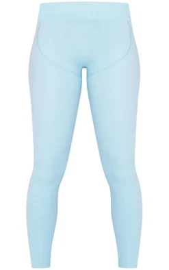 Bright Blue Sculpt Panel Zip Detail Leggings