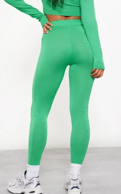 Bright Green Knitted Fitted Leggings